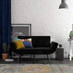 REALROOMS Euro Loveseat Futon Reclining Sofa and Couch with Magazine Storage Pockets Black Linen