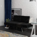REALROOMS Euro Loveseat Futon Reclining Sofa and Couch with Magazine Storage Pockets Black Linen