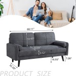 Shintenchi 68" Small Modern Sofa Loveseat Couch Polyester Fabric 3-Seater Sofa with Square Armrest for Living Room Bedroom Office Apartment Dorm Studio Dark Gray