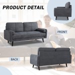 Shintenchi 68" Small Modern Sofa Loveseat Couch Polyester Fabric 3-Seater Sofa with Square Armrest for Living Room Bedroom Office Apartment Dorm Studio Dark Gray