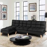 SURFLINE Convertible Sectional Sofa Couch L Shaped Couch Reversible Sleeper Sofa for Living Room  Bedroom Lounge Black