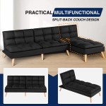 SURFLINE Convertible Sectional Sofa Couch L Shaped Couch Reversible Sleeper Sofa for Living Room  Bedroom Lounge Black