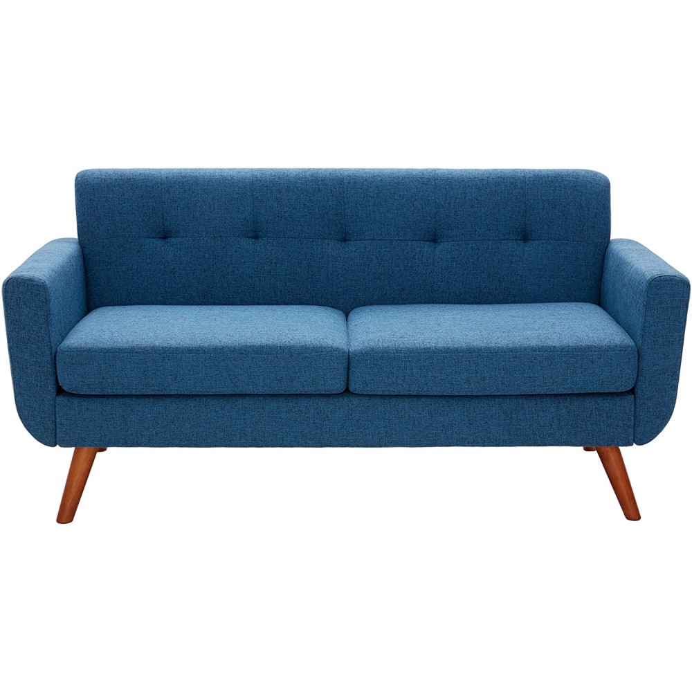 Tbfit 67" W Loveseat Sofa Mid Century Modern Decor Love Seats Furniture Button Tufted Upholstered Love Seat Couch for Living Room Blue