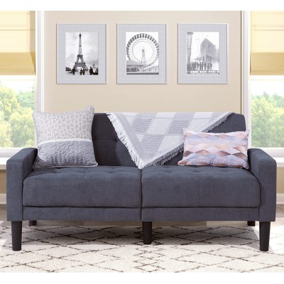 Vongrasig 63" Small Modern Loveseat Couch Mid-Century Fabric Low Back 2-Seat Sofa Couch Tufted Love Seat for Living Room Bedroom Office Apartment Dorm Studio and Small Space Dark Gray