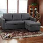Yaheetech Modern Sectional L-Shaped Sofa Couch Bed w Chaise Reversible Couch Sleeper w Pull Out Bed & Storage Space 4-seat Linen Fabric Convertible Sofa Suitable for Living Room Dark Gray