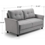 ZINUS Ricardo Loveseat Sofa Tufted Cushions Easy Tool-Free Assembly Soft Grey