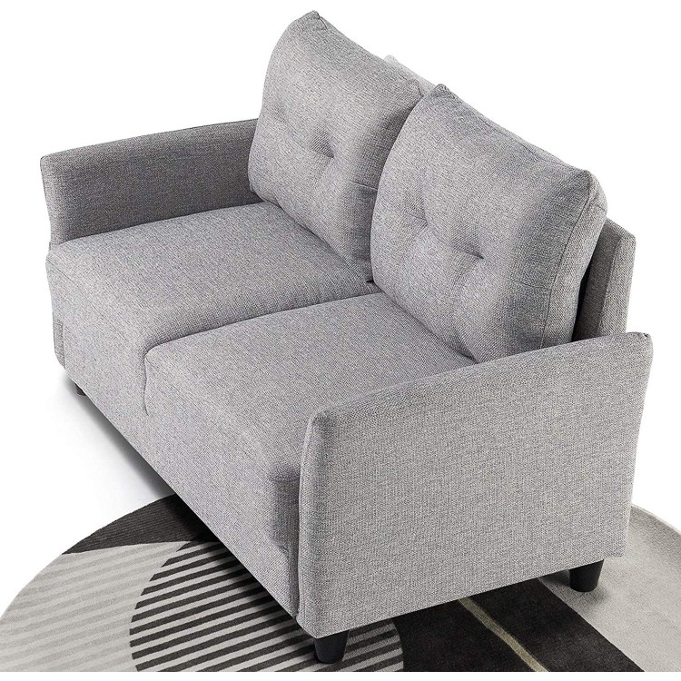 ZINUS Ricardo Loveseat Sofa Tufted Cushions Easy Tool-Free Assembly Soft Grey