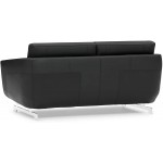 Zuri Furniture Modern Armondo Loveseat in Black Microfiber and Genuine Leather