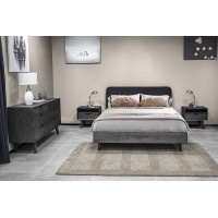 Armen Living Mohave 4 Piece Acacia Queen Bedroom Set with Dresser and 2 Nightstands Tundra Grey