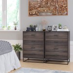 Chest of Drawers Wood 4 Drawer Dresser for Bedroom Nightstand for Bedroom Living Room Entryway Closet Easy Assembly Dark Brown