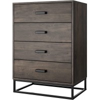 Chest of Drawers Wood 4 Drawer Dresser for Bedroom Nightstand for Bedroom Living Room Entryway Closet Easy Assembly Dark Brown