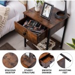 DYHOME Nightstand Coffee Tables Side Tables Vintage Industrial Nightstand with Storage Drawers and Storage Panels Metal Legs Living Room Nightstand Bedroom Side Tables Easy to Assemble Brown