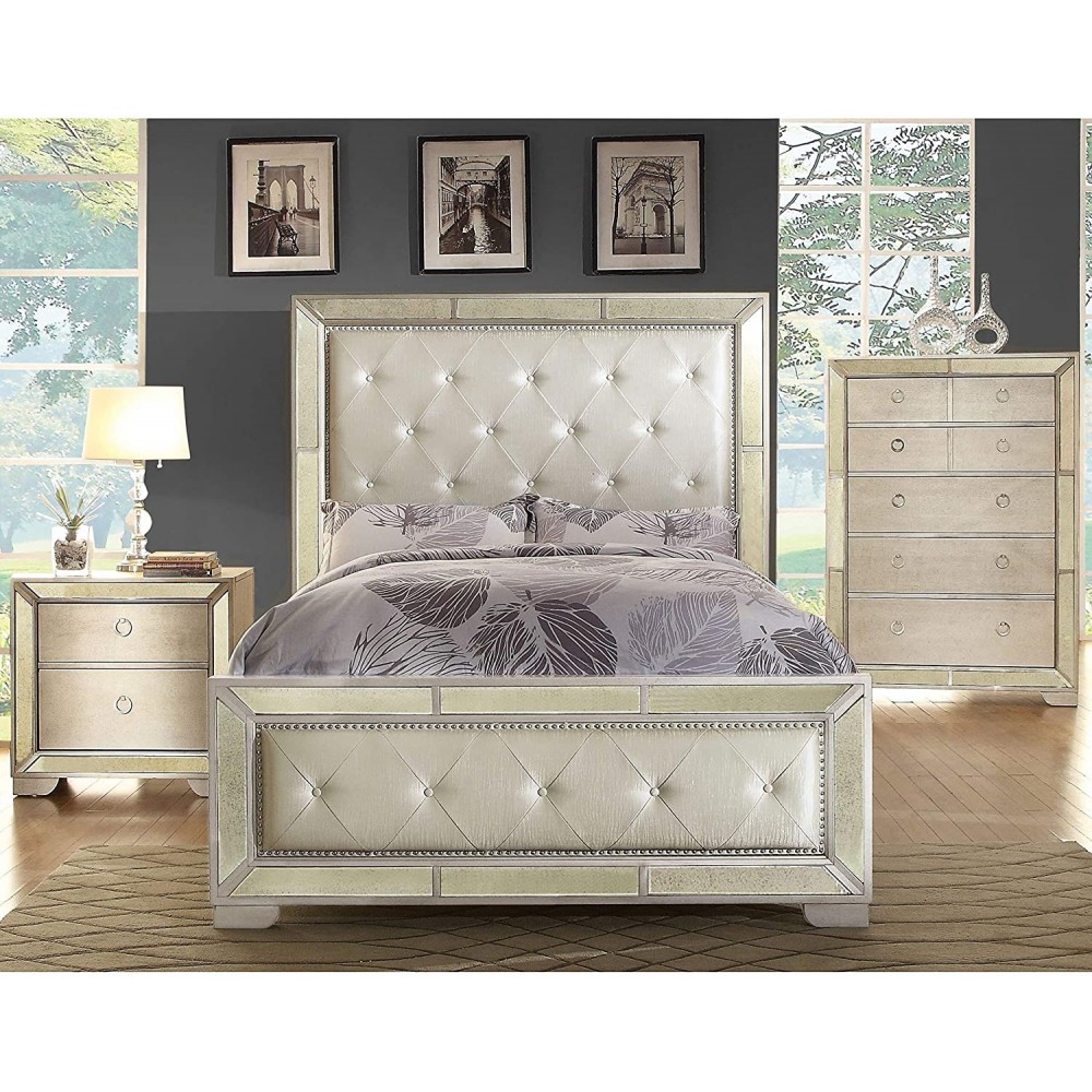 Furniture of America Maxine Modern 3-Piece Silver Bedroom Set California King