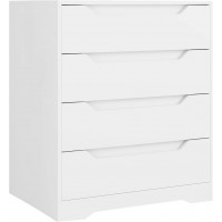 HOSTACK Modern 4 Drawer Dresser Chest of Drawers with Storage Wood Clothing Organizer with Cut-Out Handles Accent Storage Cabinet for Living Room Bedroom Hallway White