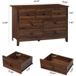 LTMEUTY Dresser and Night Stand with Drawers 3 Pieces Wooden Bedroom Set 7-Drawer Chest of Drawers and Nightstands Set Brown Wood Grain