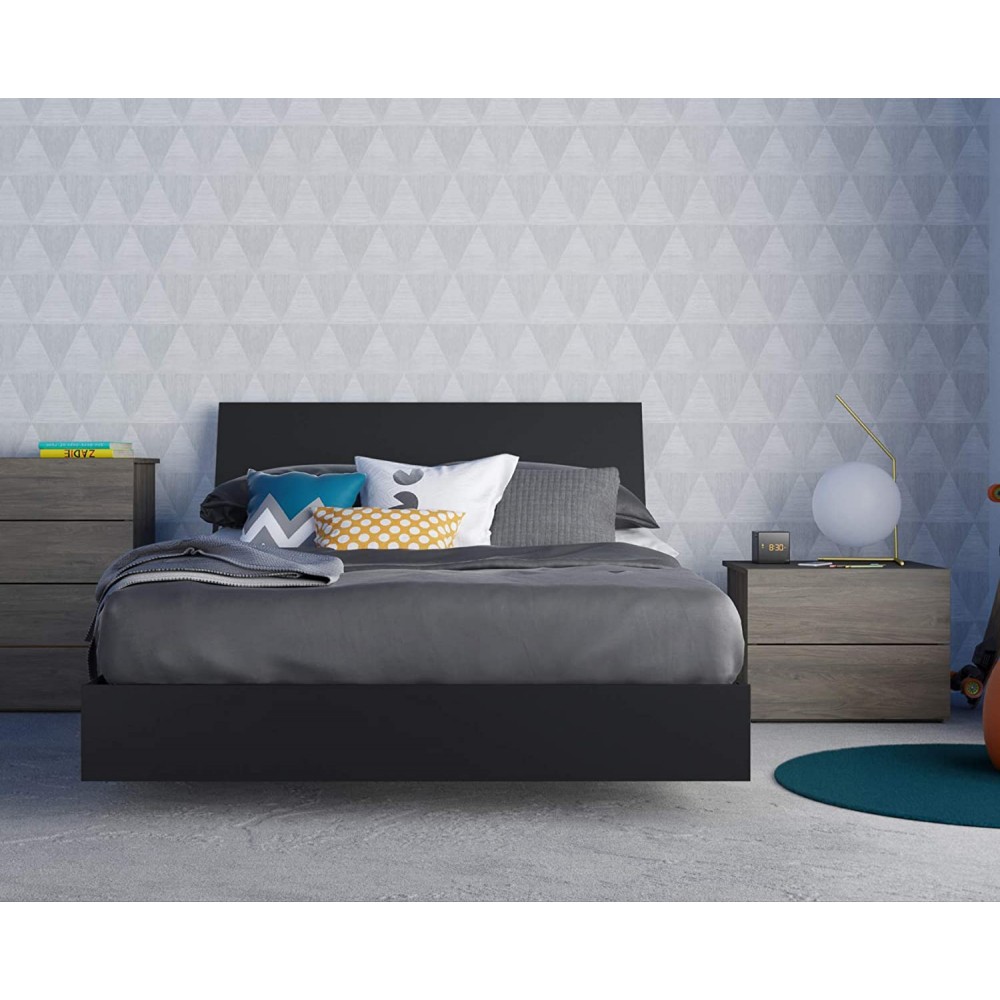Nexera Avatar 3 Piece Full Size Bedroom Set Bark Grey and Black