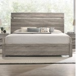 Roundhill Furniture Floren Contemporary Weathered Gray Wood Bedroom Set King Panel Bed Dresser Mirror Nightstand Chest