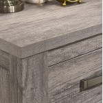 Roundhill Furniture Floren Contemporary Weathered Gray Wood Bedroom Set King Panel Bed Dresser Mirror Nightstand Chest