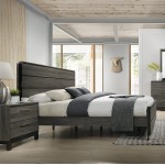 Roundhill Furniture Ioana 187 Antique Grey Finish Wood Bed Room Set King Size Bed Dresser Mirror 2 Night Stands