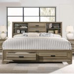 Roundhill Furniture Loiret Wood Storage Platform Queen Bedroom Set with Dresser Mirror Nightstand Chest Light Gray