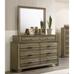 Roundhill Furniture Loiret Wood Storage Platform Queen Bedroom Set with Dresser Mirror Nightstand Chest Light Gray