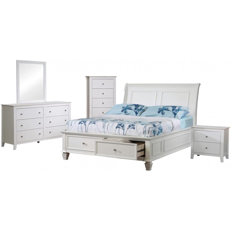 Simple Relax 5 Piece Storage Full Bedroom Set White