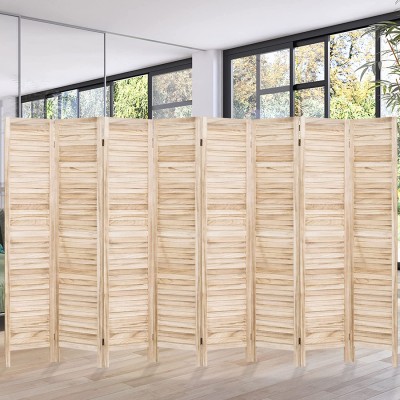 5.6 ft. Tall- 16" Wide- Wood Room Divider Room Divider Freestanding 8 Panels Divider,Decorative Panel Wooden Privacy Screen 8 Panels Screen Folding Privacy Partition Wall Cream 8 Panel