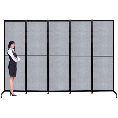 Artigwall 7.5ft90" Height Home 360° Acoustic Room Divider Polyester Panel Portable Room Divider Temporary Wall Privacy Screen Separator 5-panel-135 inch Light Grey