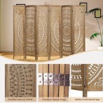 Babion 6 Panels Wood Crafted Room Divider 5.6 FT Tall Cutout Folding Privacy Screen Partition Wall Room Dividers for Home Office Bedroom Freestanding Brown
