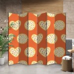 Canvas Room Divider Screen Heart Shaped and Round Pizza with Mozzarella Cheese Sausages or Room Separator Folding Screen Privacy Partition Wall Dividers for Rooms 6 Panels