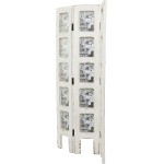 Deco 79 Rustic Wood 3-Panel Photo Frame Room Divider 51" H x 27" L Distressed Ivory Finish