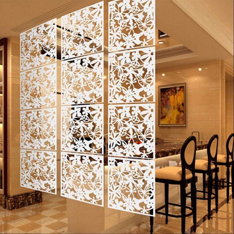Dolity Set of 3Pcs Hollow Out Room Divider Home Privacy Screen Separator Partitionn White