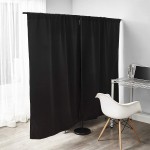 Don't Look at Me Instant Room Divider T-Shaped Black Frame with Black Privacy Fabric