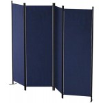 Ecolinear 4 Panel Room Divider Folding Screen Home Office Dorm Indoor Decor Privacy Accents Blue