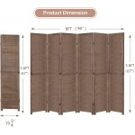 Esright 6 Panel Wood Room Divider 5.6 Ft Tall Folding Privacy Screen Room Divider Freestanding Partition Wall Dividers for Office,Bedroom Brown