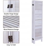 GLSLAND 6 Panel Wood Room Divider 5.6 Ft Tall 16" Wide Folding Partition Privacy Screen Panels Freestanding Partition Wall Dividers Screen Heavy Duty for Home Office Restaurant Bedroom Greyish White