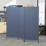 JAXPETY Folding Room Divider 3 Panel Privacy Screen Portable Screen Wall Divider Freestanding Office Partition Panel Bluish Grey
