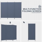 JAXPETY Folding Room Divider 3 Panel Privacy Screen Portable Screen Wall Divider Freestanding Office Partition Panel Bluish Grey