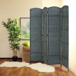 JOSTYLE Room Divider 6ft. Tall Extra Wide Privacy Screen Folding Privacy Screens with Diamond Double-Weave Room dividers and Freestanding Room Dividers Privacy ScreensGrey 4-Panel