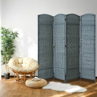 JOSTYLE Room Divider 6ft. Tall Extra Wide Privacy Screen Folding Privacy Screens with Diamond Double-Weave Room dividers and Freestanding Room Dividers Privacy ScreensGrey 4-Panel