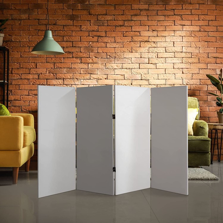 ORIENTAL Furniture 3 ft. Tall Do It Yourself Canvas Room Divider White,4 Panel CV-3BLANK-4P
