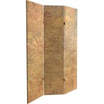 ORIENTAL Furniture 6 ft. Tall Gilded Flowers Canvas Room Divider Gold