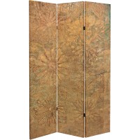 ORIENTAL Furniture 6 ft. Tall Gilded Flowers Canvas Room Divider Gold