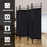 ReunionG 4-Panel Room Divider 6 FT Wide Steel Frame Screen Folding Privacy Partition Freestanding Room Dividers for Home Office Black