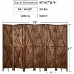RHF 5.6 Ft.Tall 16" Room Dividers Wood Folding Privacy Screens,Partition Wall Dividers for Rooms Room Separator Temporary Wall Foldable Screen Panel with Feet 6 Panel Brown