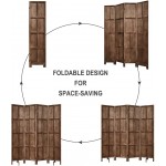 RHF 5.8 Ft.Tall Room Divider with Stand,16" Each Panel,Rustic Folding Privacy Screens,Heavy Duty Partition Wall Dividers Room Separator Temporary Wall Screen Panel with Feet 4 Panel Brown