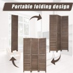 Room Divider 3 Panel Wall Wood Folding Screen Partitions 4.3FT Room Dividers for Room Separation Freestanding Partition for Home Office Bedroom Brown