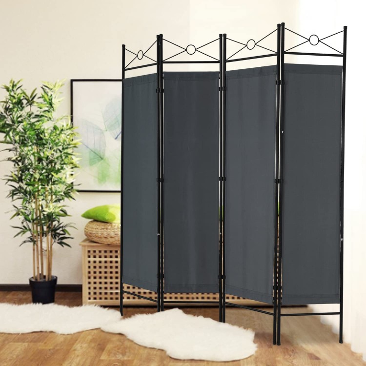 Room Divider Folding Privacy Screen 4 Panel Freestanding Room Wall Dividers with Steel Frame Movable Room Screen Portable Office Partition Decoration Accent Room Dividers for Home Bedroom