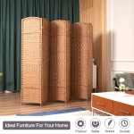 Room dividers 6 ft.Excited Wrok Tall Folding Privacy Screen Tall Extra Wide Partition Foldable Panel Wall Divider 6 Light Brown