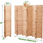 Room Dividers Folding Privacy Screens 6 Panel 5.6 Ft Tall Foldable Portable Room Seperating Divider Wood Room Divider Wall & Office Divider Freestanding Portable Partitions Brown
